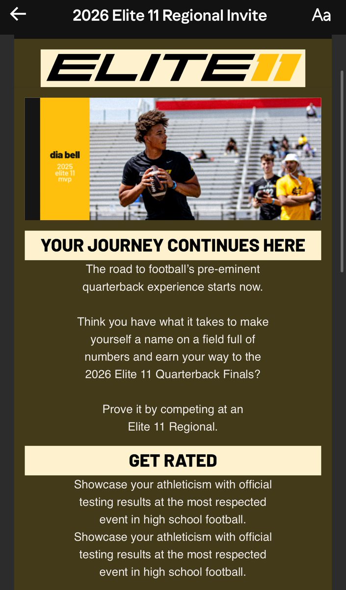 DremailC2027's tweet image. Thank you @Elite11 for the invite look forward to competing with the best of the best!! @Stumpf_Brian @JasonMorris02 @CoachC_Morris @TomLoy247 @ChadSimmons_