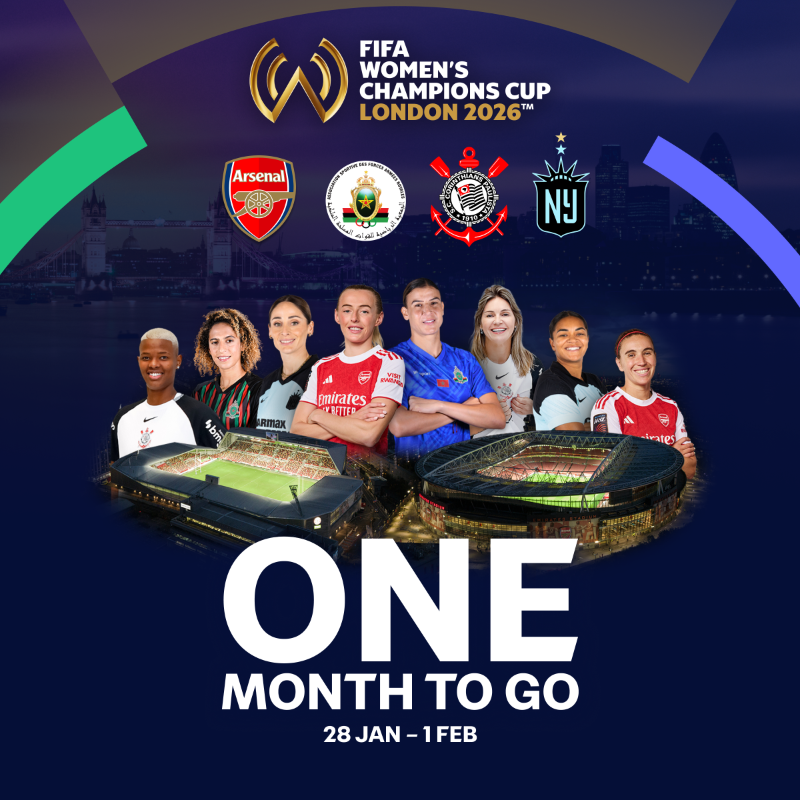 FIFAWWC's tweet photo. One month to go until the FIFA Women’s Champions Cup London 2026™ kicks-off! 🤩

#FIFAWCC