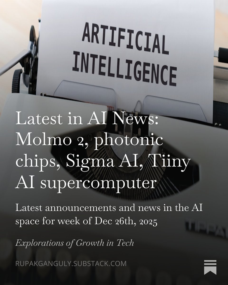 “Bigger model, bigger GPU” is dying.

Small multimodal models, #photonic chips, and pocket AI “#supercomputers”...

If #AI runs locally, fast, and privately by default, what breaks first in today’s AI stack? #AI #News

Full details: open.substack.com/pub/rupakgangu…