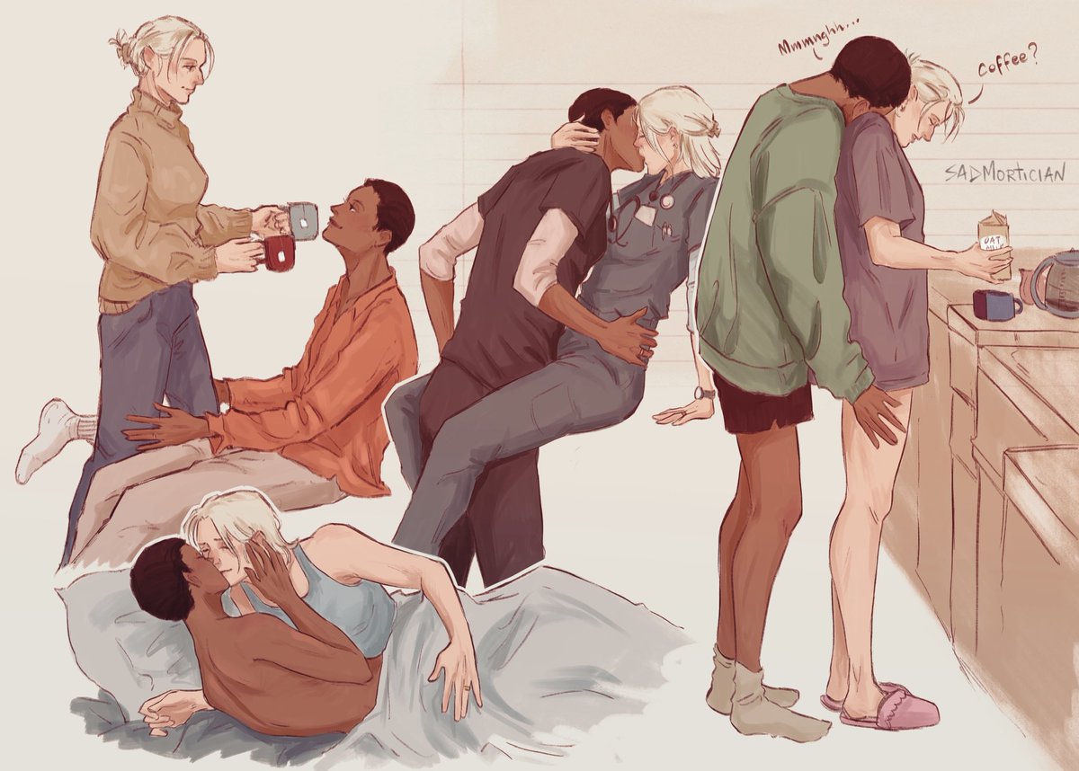 sadmortician's tweet image. tried out some new brushes while drawing mcvadi and heavans 😊
#thepitt