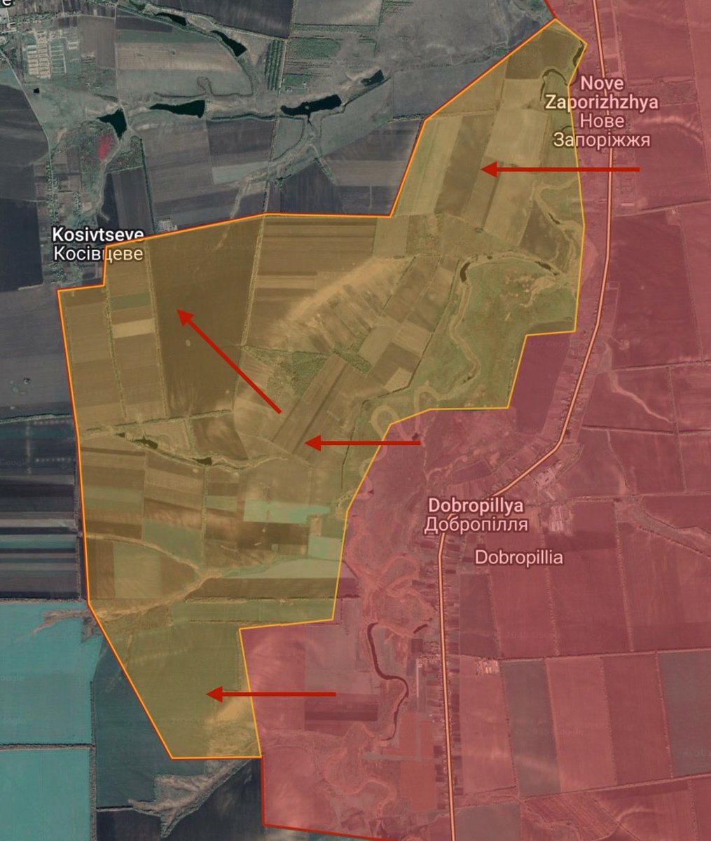 CKMapss's tweet image. 🇺🇦🇷🇺Ukraine war update
- Hulyaipole front
- +6.64 sq miles to Russia
- Russian forces continue to advance west of Dobropillya and reached the outskirts of Kosivtseve