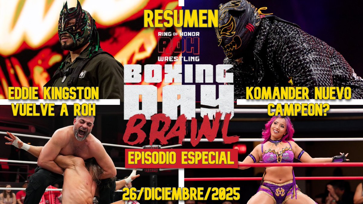 Chiilakilller's tweet image. 🚨🔥¡NUEVO VÍDEO!🚨🔥 
RESUMEN COMPLETO DE #ROH #RingOfHonor
¿KOMANDER NUEVO CAMPEON PURO?
Vean el video y dejen su like❤
Link: youtu.be/FuYcycF39oc
#Komander #BlakeChristian #Bandido #MinaShirakawa #EddieKingston #LeeMoriarty #JayLethal #GrizzledYoungVeterans #BigBoomAJ