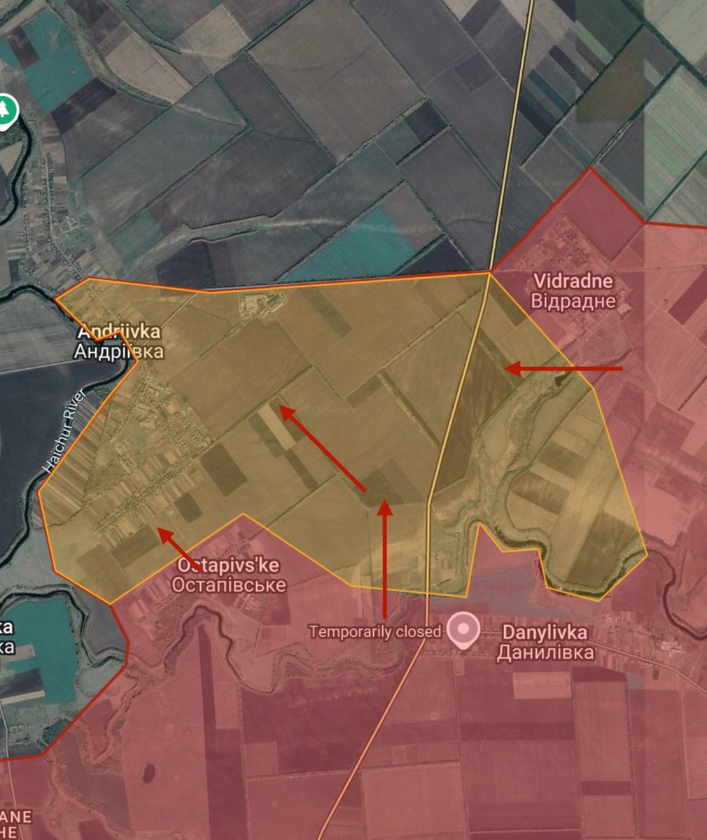 CKMapss's tweet image. 🇺🇦🇷🇺Ukraine war update
- Dnipropetrovsk front
- +4.73 sq miles to Russia
- Russian forces have captured 75% of Andriivka