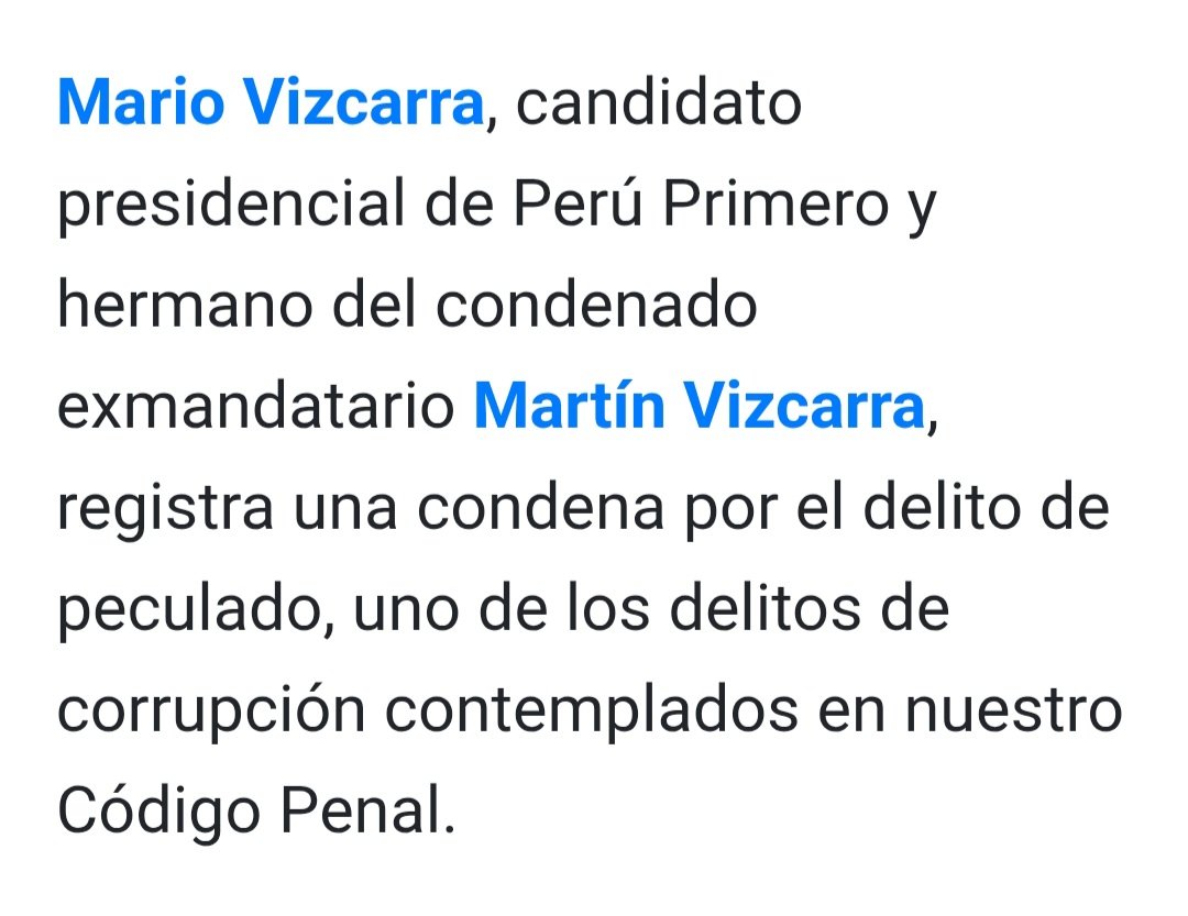 LAMZ50004620's tweet image. LAGARTO SE QUEDA SIN CANDIDATO! 
La Ley es clara y precisa, y la situación de Mario Vizcarra también. Ahí está la información Oficial, que además consta en la Hoja de vida presentada por Vizcarra. Fue Sentenciado por Peculado, la Sentencia quedó Firme, fue cumplida, el…
