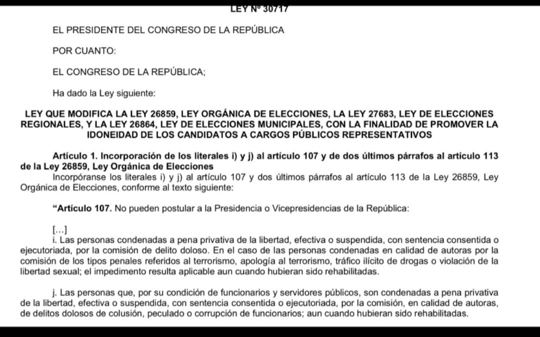 LAMZ50004620's tweet image. LAGARTO SE QUEDA SIN CANDIDATO! 
La Ley es clara y precisa, y la situación de Mario Vizcarra también. Ahí está la información Oficial, que además consta en la Hoja de vida presentada por Vizcarra. Fue Sentenciado por Peculado, la Sentencia quedó Firme, fue cumplida, el…