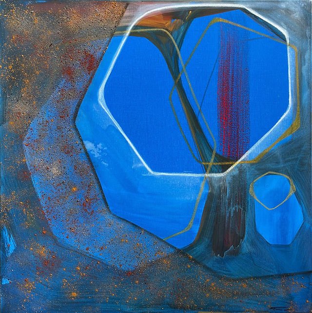 La materia flota, el color se contiene. La forma no representa; se presenta.

Citoplasmas. 2024
Acrílico y pastel sobre lienzo, 80 × 80 cm.

Esta obra pertenece a la serie Polinos, la pintura se construye por capas, tensiones y vacíos.