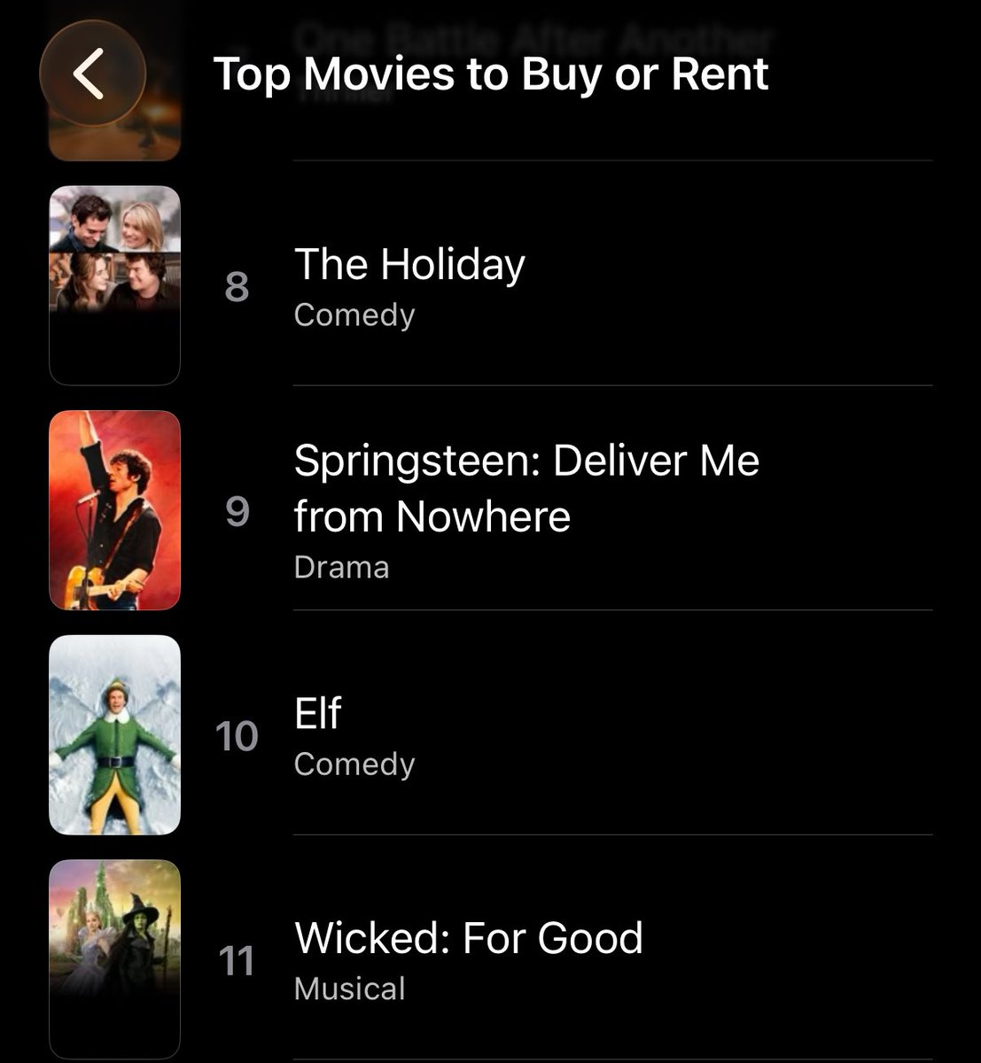 percolorde's tweet image. “Wicked: For Good” is already the 11th top movie on Apple TV with preorders.