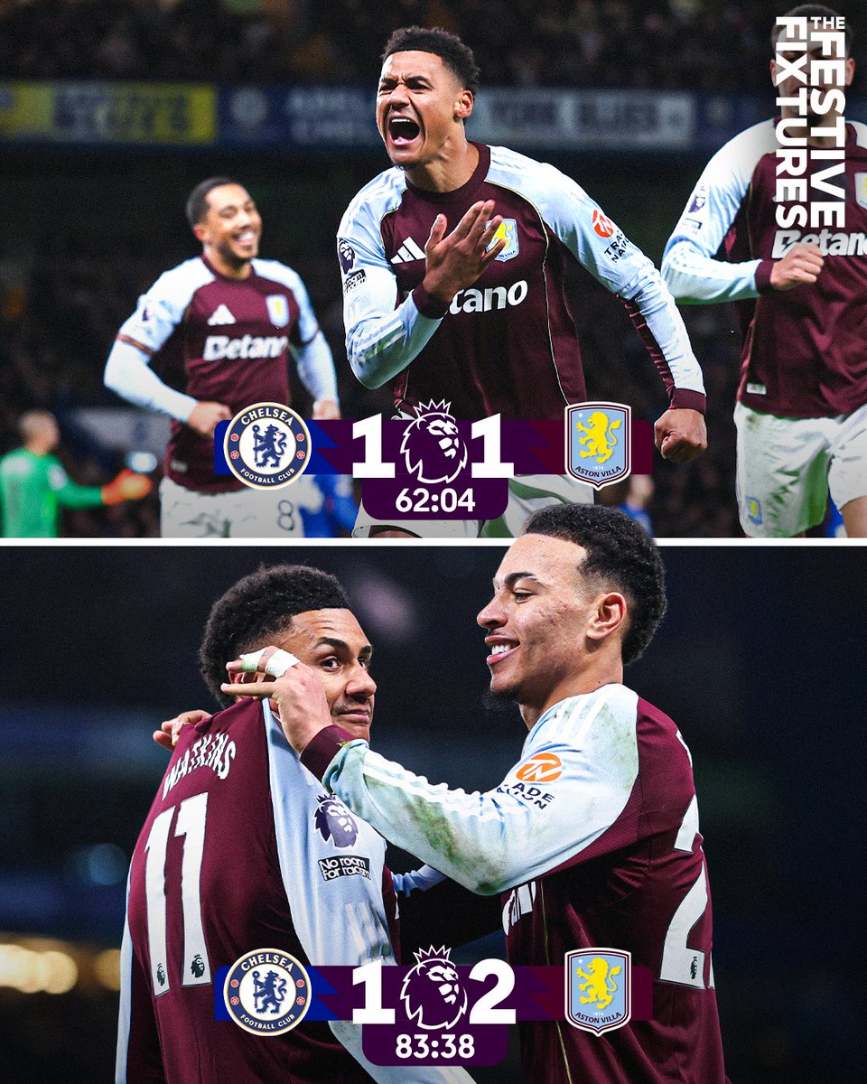 AVFCChicago's tweet image. An Ollie brace and Villa complete the comeback at Stamford Bridge for their 11th straight win! UTV
