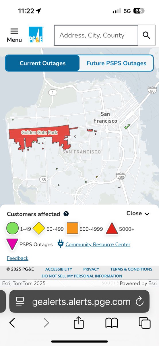 pcnotpc's tweet image. Dec 27, 2025 11:15am PT PG&amp;amp;E power outage hours after rain storm affecting #InnerSunset #OuterSunset #GGPark #SanFrancisco