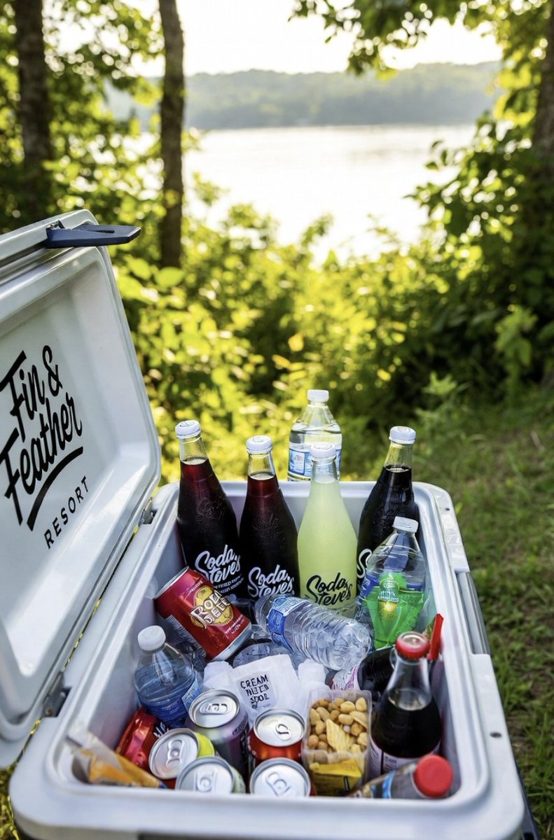 Sodasteves's tweet photo. Cooler loaded for the weekend at Fin &amp; Feather Resort. 
  Root Beer and Cream Soda leading the way — come early if you want the cold ones straight off the truck. https://t.co/7SAhfkvcGc