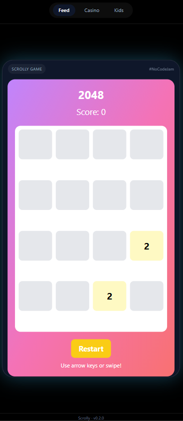 0x4rt1's tweet photo. Built this for the no-code game jam by @Scrollyfeed  &amp; @SuperteamUK  on @SuperteamEarn 🎮

This 2048 is AI-built and made to be addictive.

@DeanDev10 @RealEmber @DDGamingLabs 

how fast can you reach 2048?

#Scrolly #Solana https://t.co/OhAo1QzoL3