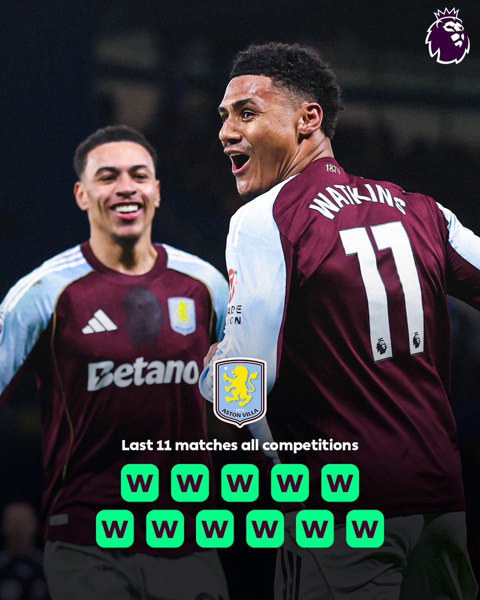 PLinUSA's tweet image. ELEVEN IN A ROW 🔥

Aston Villa equal a club record set in both 1897 and 1914.
