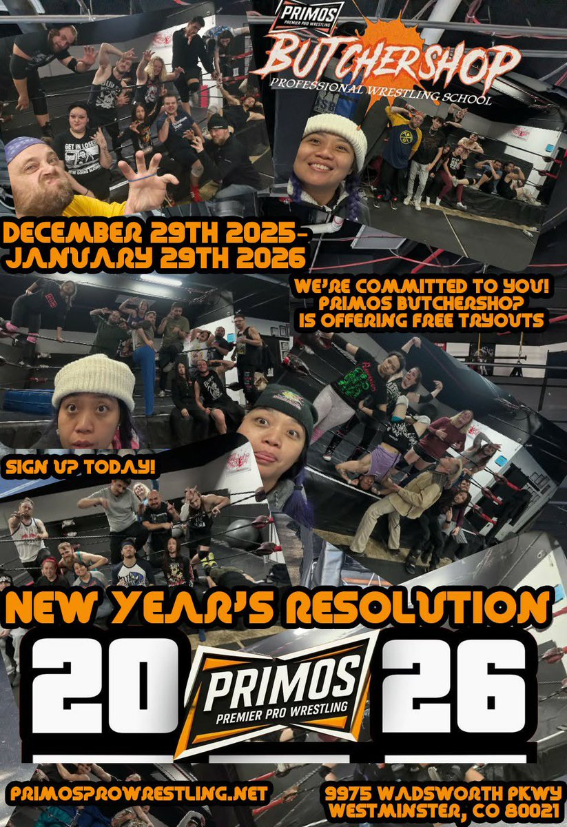 NEW YEAR
NEW RESOLUTION
NEW YOU.

Ever dreamed of stepping into the ring?
This is your moment. No more excuses. No more procrastinating.

Think you’ve got what it takes to become a PRO WRESTLER?
🔥 FREE TRYOUTS🔥

👉 primosprowrestling.net💥

#newyearsresolution #denvercolorado