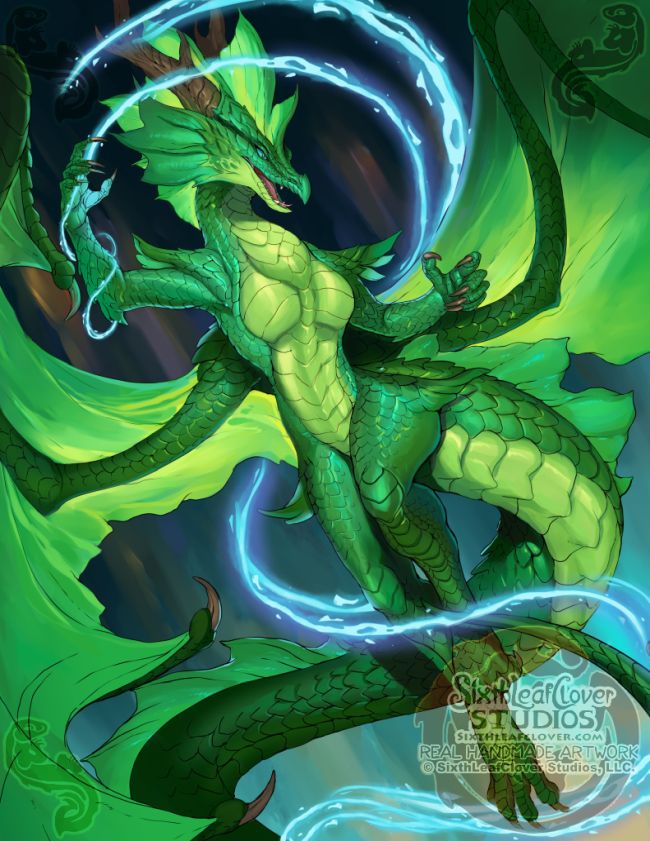 sixthleafclover's tweet image. Emerald Scales dragoness loves to show off her lightning magic! What kind of magic would you like to have?✨🐉