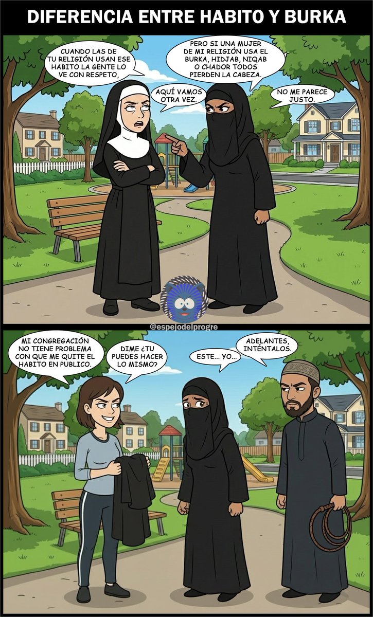 espejodelprogre's tweet image. A diferencia de lo que muchos creen el habito de las monjas es algo completamente diferente al burka y sus variantes, principalmente porque la mujer no es obligada a usarlo contra su voluntad y quitárselo no le trae consecuencias físicas o legales como si pasa con el burka.