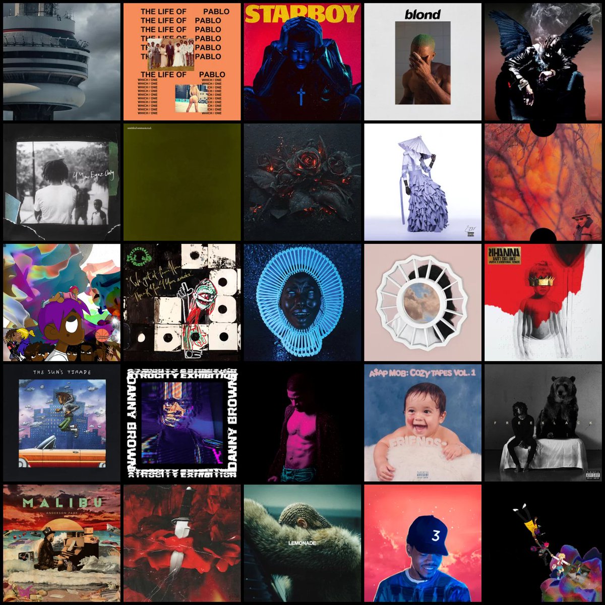 Kurrco's tweet image. Albums that will turn 10 in 2026 ⌛️

💿 Drake — Views

💿 Kanye West — The Life Of Pablo

💿 The Weeknd — Starboy

💿 Frank Ocean — Blonde

💿 Travis Scott — Birds In The Trap Sing McKnight

💿 J. Cole — 4 Your Eyez Only

💿 Kendrick Lamar — Untitled Unmastered

💿 Future — EVOL…