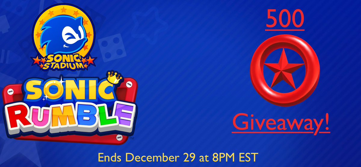 sonicstadium's tweet image. We're giving away #SonicRumble Red Star Rings! 

Follow, retweet, &amp;amp; reply to this with the character or skin you'd like to see come to the game! Anything goes, even Goku!

We have 5 codes, each worth 500 Red Star Rings to give away! Contest ends Dec 29 &amp;amp; codes expire January 1!