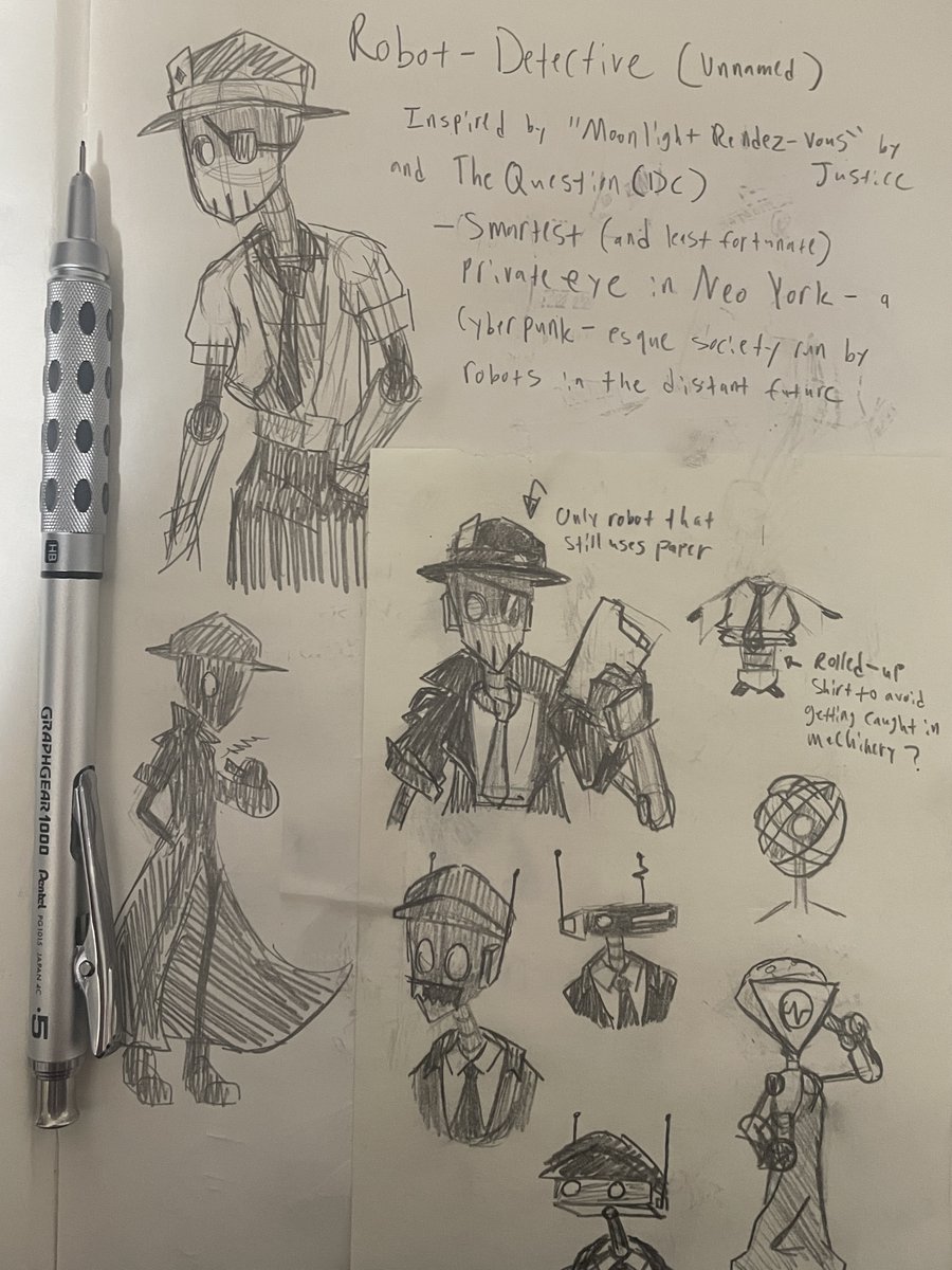 Dragonfr_it's tweet photo. Trying to expand on an idea I had for a robot detective https://t.co/gw7v84ARRg