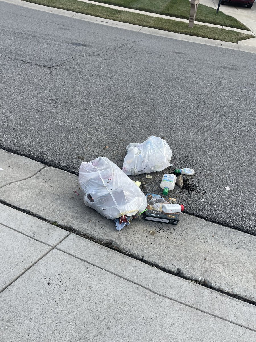 ballyhoohoo's tweet photo. So glad @RepublicService hires only the best who leave a mess on my road https://t.co/HBArDbV0PT