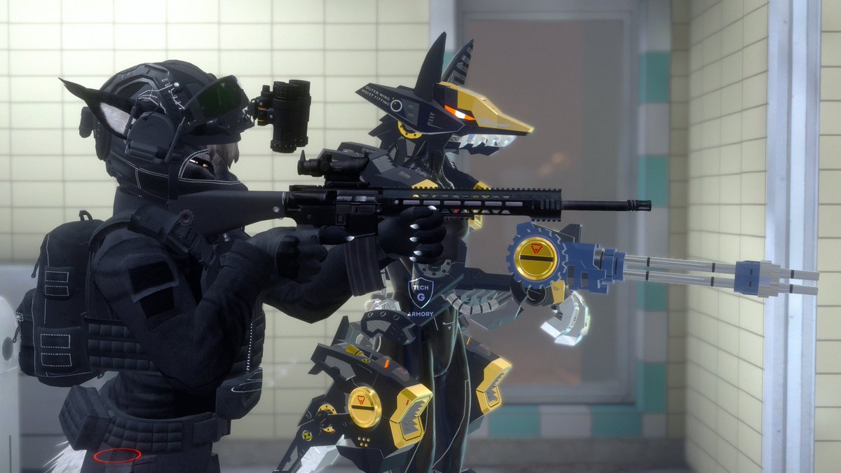 TechGArmory's tweet image. I got a friendly Shadow Fox zoid to join me for this shoot! I'm also trying to get into the habit of adding watermarks to my work. Next week, I'll be experimenting with some new content with more editing work involved. Stay tuned!

#VRChat #VRChatPhotography