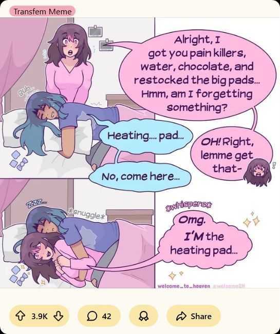 RetardMining's tweet image. Living optimally as a transgender includes buying feminine hygiene items, enjoying snacks, and resting in bed while managing IBS symptoms.