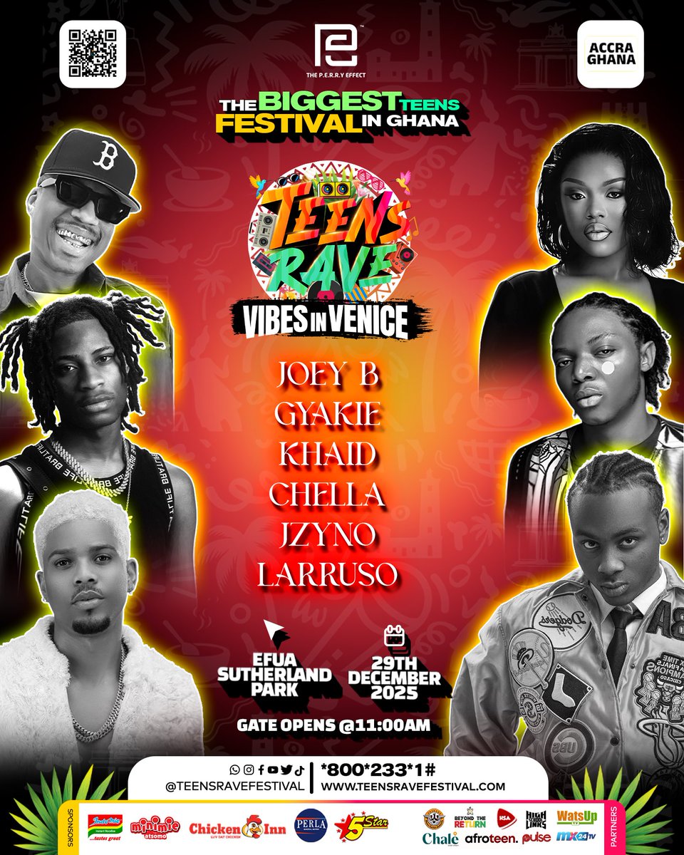 THE MOMENT GHANA’S YOUTH HAS BEEN WAITING FOR 🔥🇬🇭
The BIGGEST TEENS FESTIVAL IN GHANA is not a rumor.
It’s not hype.
It’s a MOVEMENT.
THIS IS YOUR DAY, THIS IS YOUR FESTIVAL, THIS IS TEENS RAVE. 🌍🔥