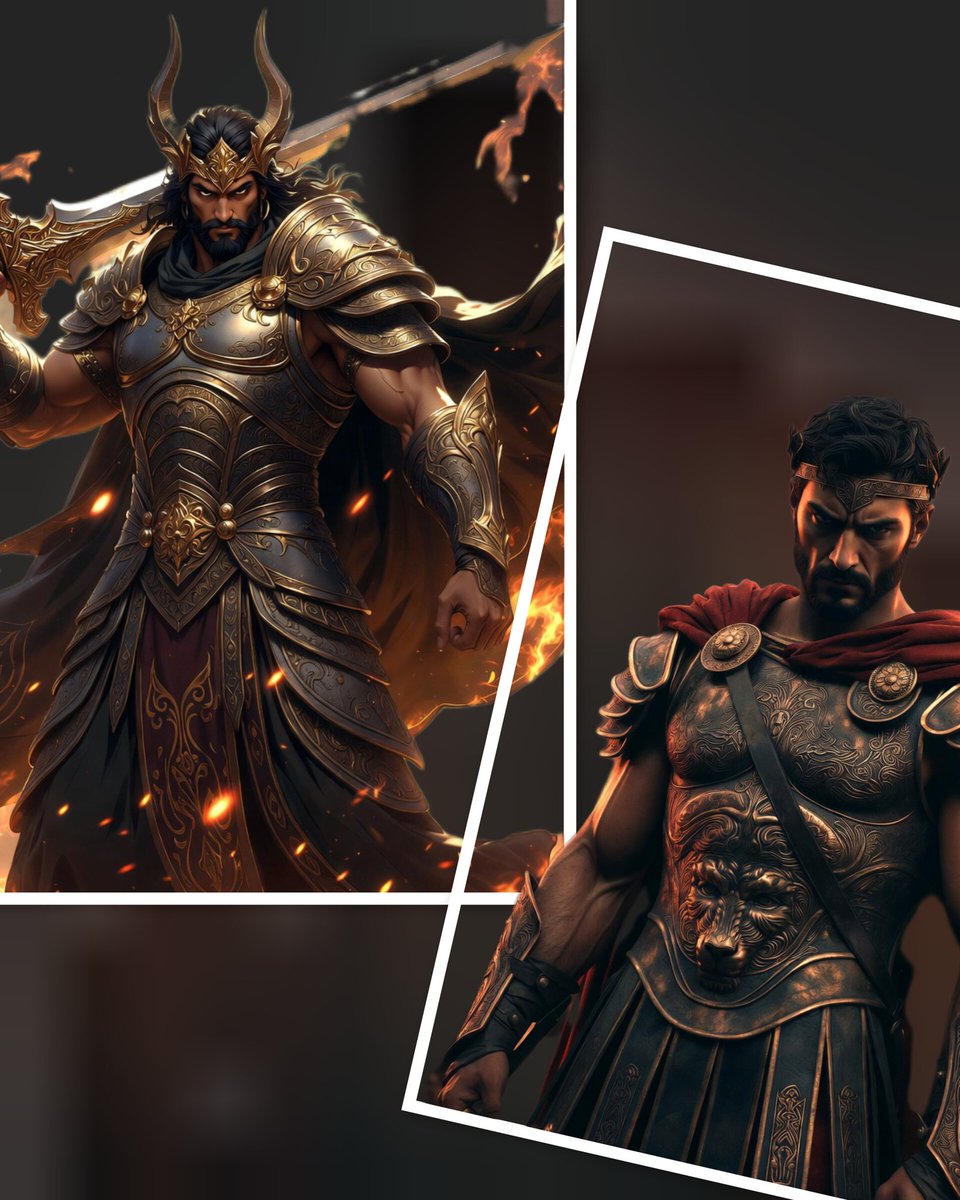 Desireeguzman77's tweet image. Duelo de dioses guerreros! 
Marte (dios romano de la guerra) vs Verethragna (dios persa/zoroastriano de la victoria)
¿Quién gana en una batalla épica? Vota y defiende en comentarios  #Mitologia #Dioses #AIArt