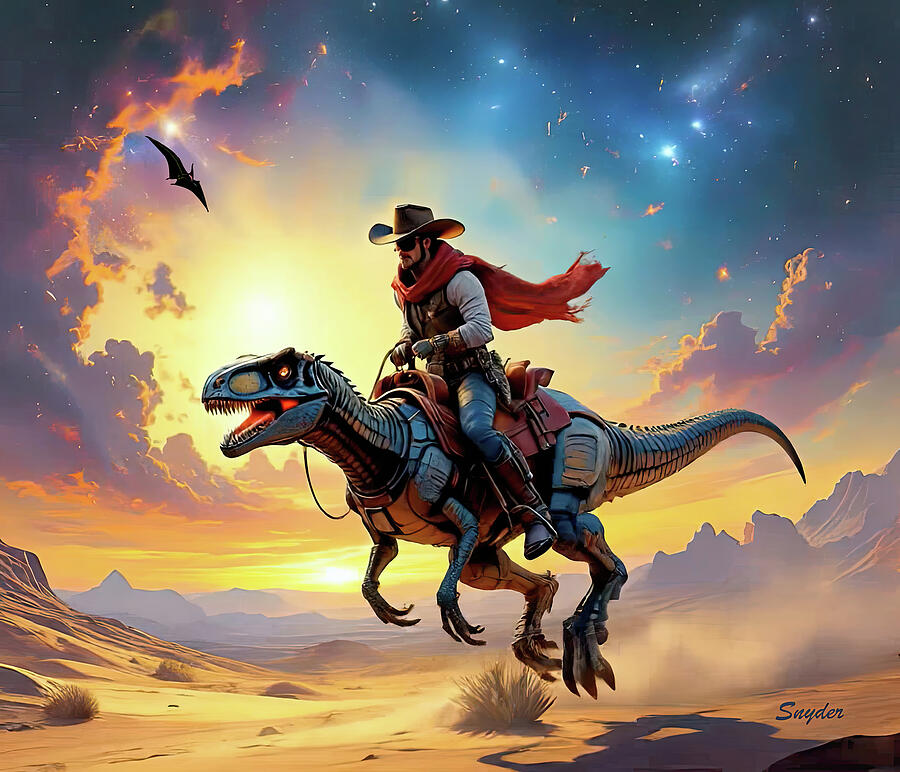FloydSnyder9's tweet photo. 😍 Sold! Raptor Rider by Floyd Snyder on https://t.co/OoTlUrYI6N #FineArtReproductions to the world since 1971! Enjoy! 😍 Follow the link to get yours! https://t.co/EjhmfqDxbO 😍 #wallart #decor #SciFiWestern #dinosaurs #Western #Cowboys #DesertFantasy #BuyIntoArt https://t.co/UYfmIy5HA2