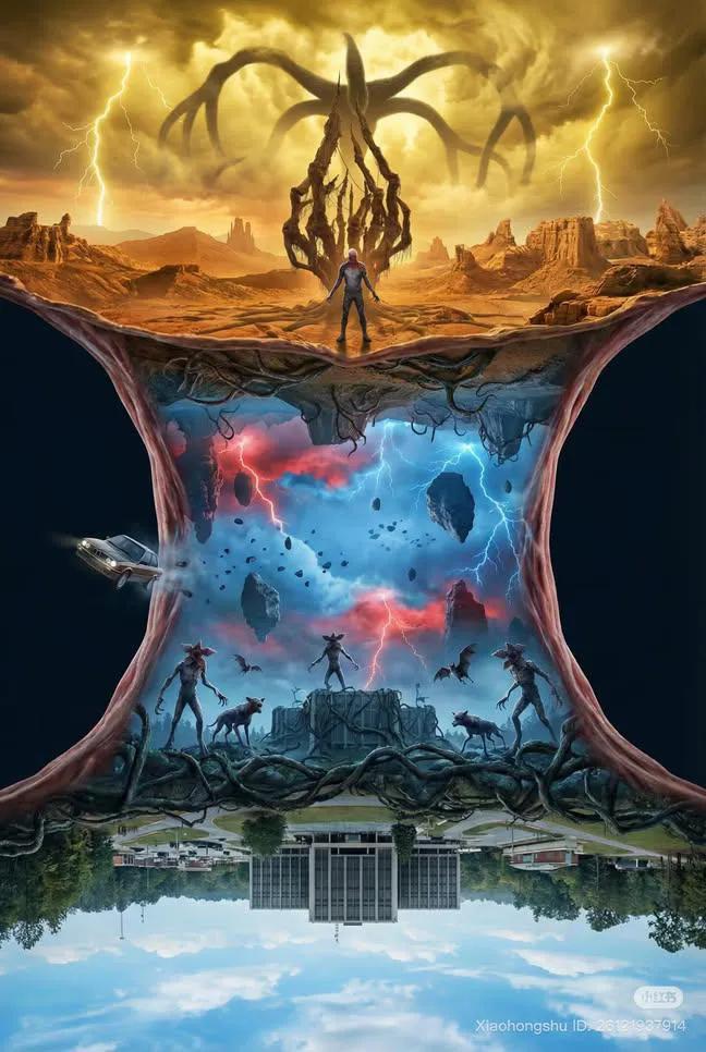 batatinhageek's tweet image. A melhor explicação possível pra quem não entendeu o conceito do Abismo e Mundo Invertido em Stranger Things.