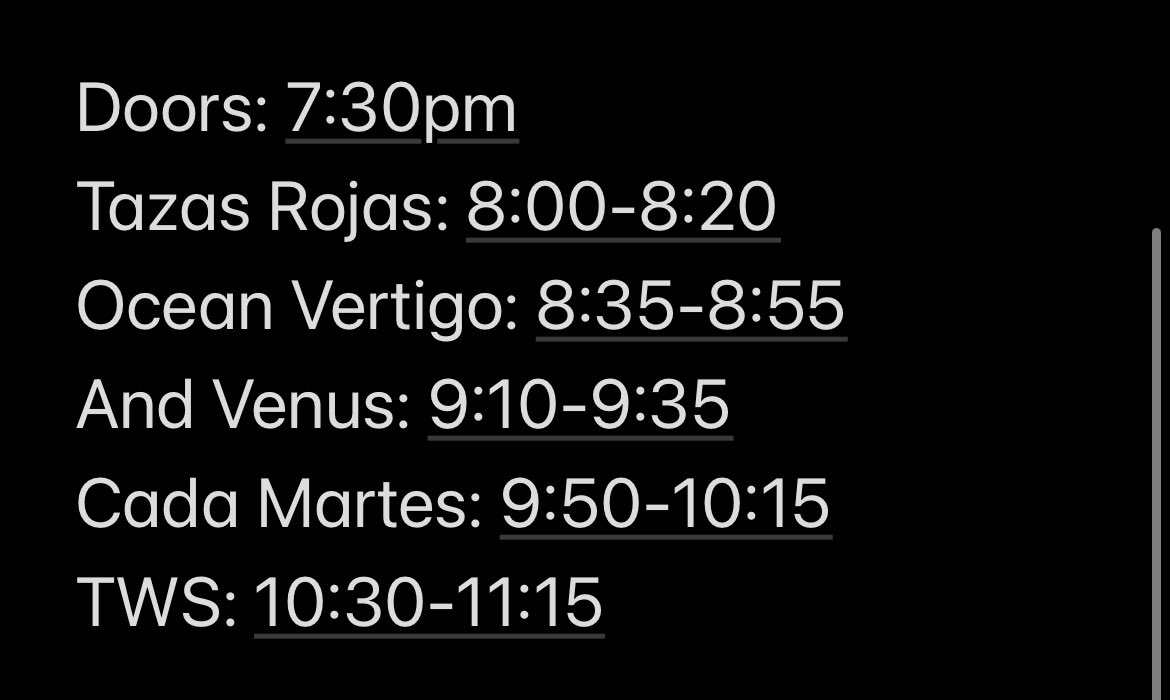 WritingSeason's tweet image. Set times for tonight’s show at Cine El Rey - see you there! Xoxo