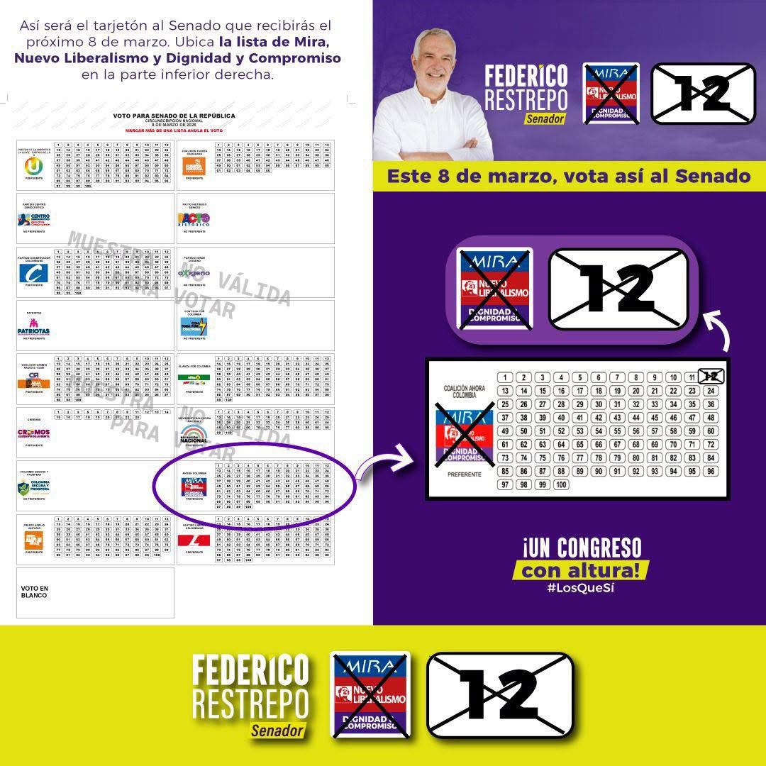Vayan memorizando o guardando este post para que el 8 de marzo voten por un congresista serio, capaz, experimentado y honesto. Se llama <a href="/FedericoRes/">Federico Restrepo #1️⃣2️⃣</a> y va #AdelanteConFajardo 👇