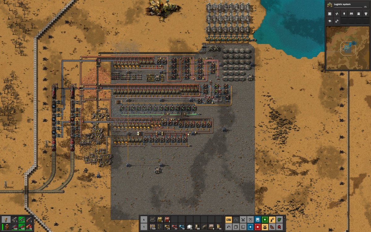 DAY 3
- Tore up the entire factory and redid the layout with sections specific for each science aiming for 2 science per second for each one.
- Set up logistic overflows for all intermediate outputs for surplus collection.
- Still need to rebuild blue and yellow science but to