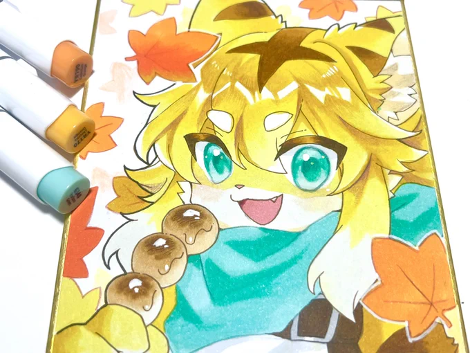 プレゼントでいただいた画材でさっそく描いてみたミアちゃん!!かわいい!色がいい!