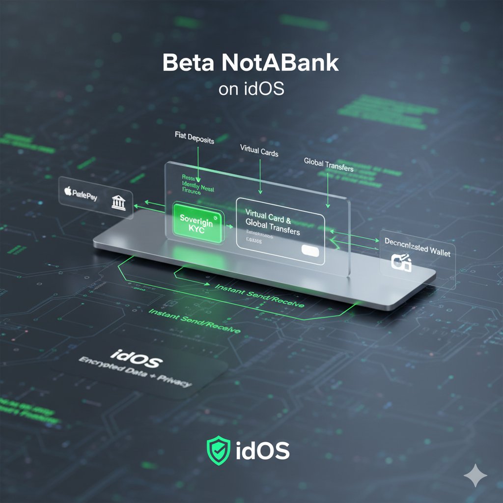 vednilson_78900's tweet photo. @idOS_network  Beta NotABank and Real Adoption
1/5
idOS's NotABank Beta is coming soon: Reuse KYC for fiat deposits, cards, and bank transfers.
On-chain identity meets the real world. 👇 #idOS #NotABank
2/5
Flow:

Full KYC Plus
Add funds via Apple Pay/bank
Send/receive globally

All with sovereign data.

3/5 This resolves regulatory friction without sacrificing privacy.

4/5 Get ready: Complete KYC and sign up for the Beta in the app.

5/5
idOS builds for mass adoption, not just crypto natives.

What would you do first in NotABank? Share your opinion! 💳 #Web3Identity #idOS