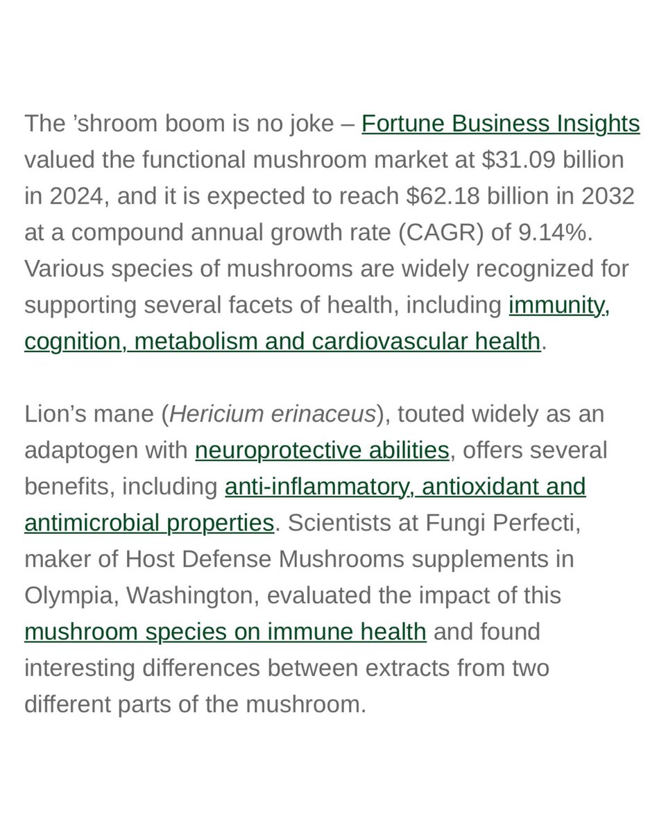 PaulStamets's tweet image. Lions Mane Mycelium out performs Lions Mane Fruitbody.

New research from @fungiperfecti and @HostDefense compared lion’s mane mycelium and fruiting body extracts, and the immune responses were notably different.

The mycelium extract supported a balanced, adaptable immune…