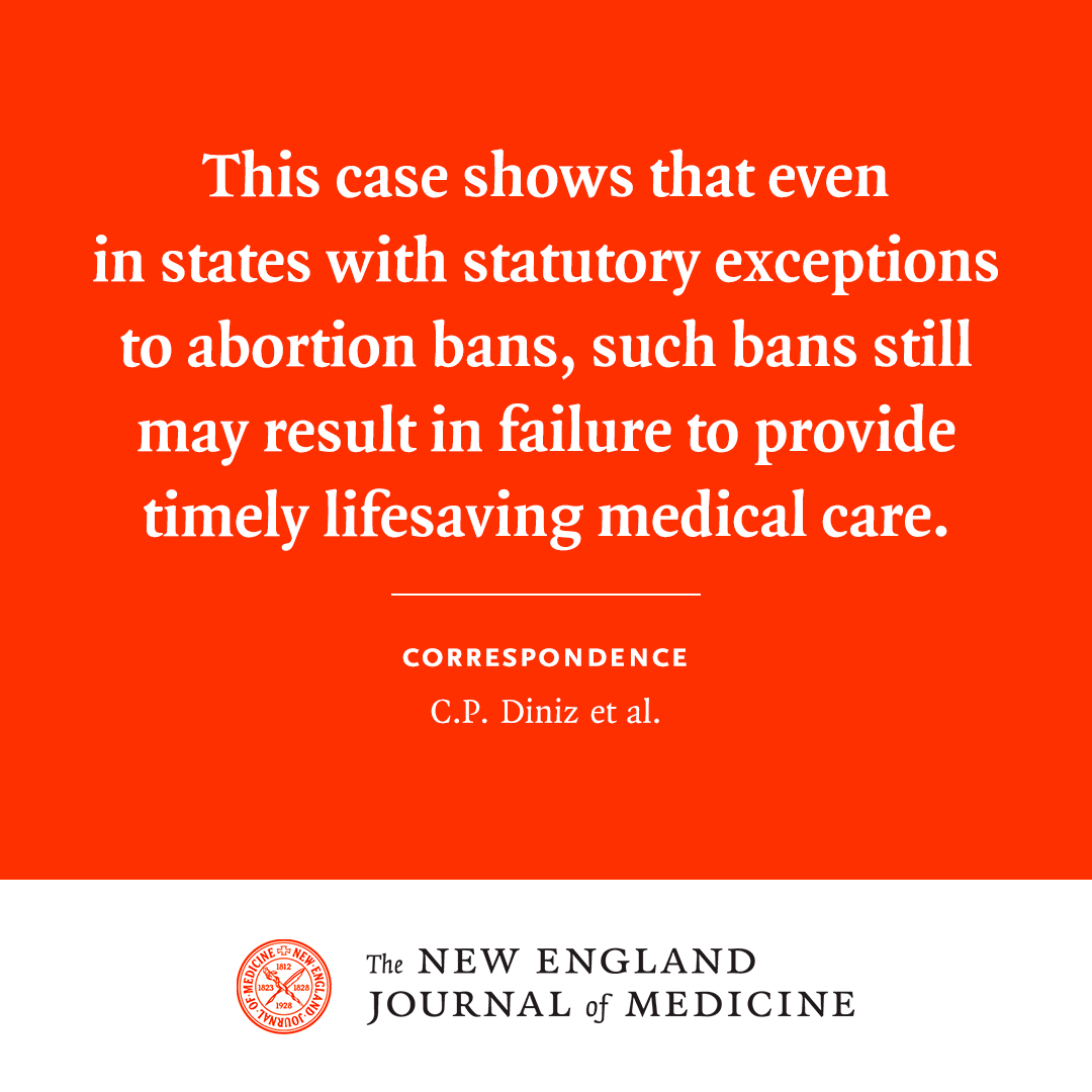 NEJM's tweet image. Correspondence: A Case of Cervical Ectopic Pregnancy after the 𝘋𝘰𝘣𝘣𝘴 Decision nej.md/3KWXjQm 

#OBGYN