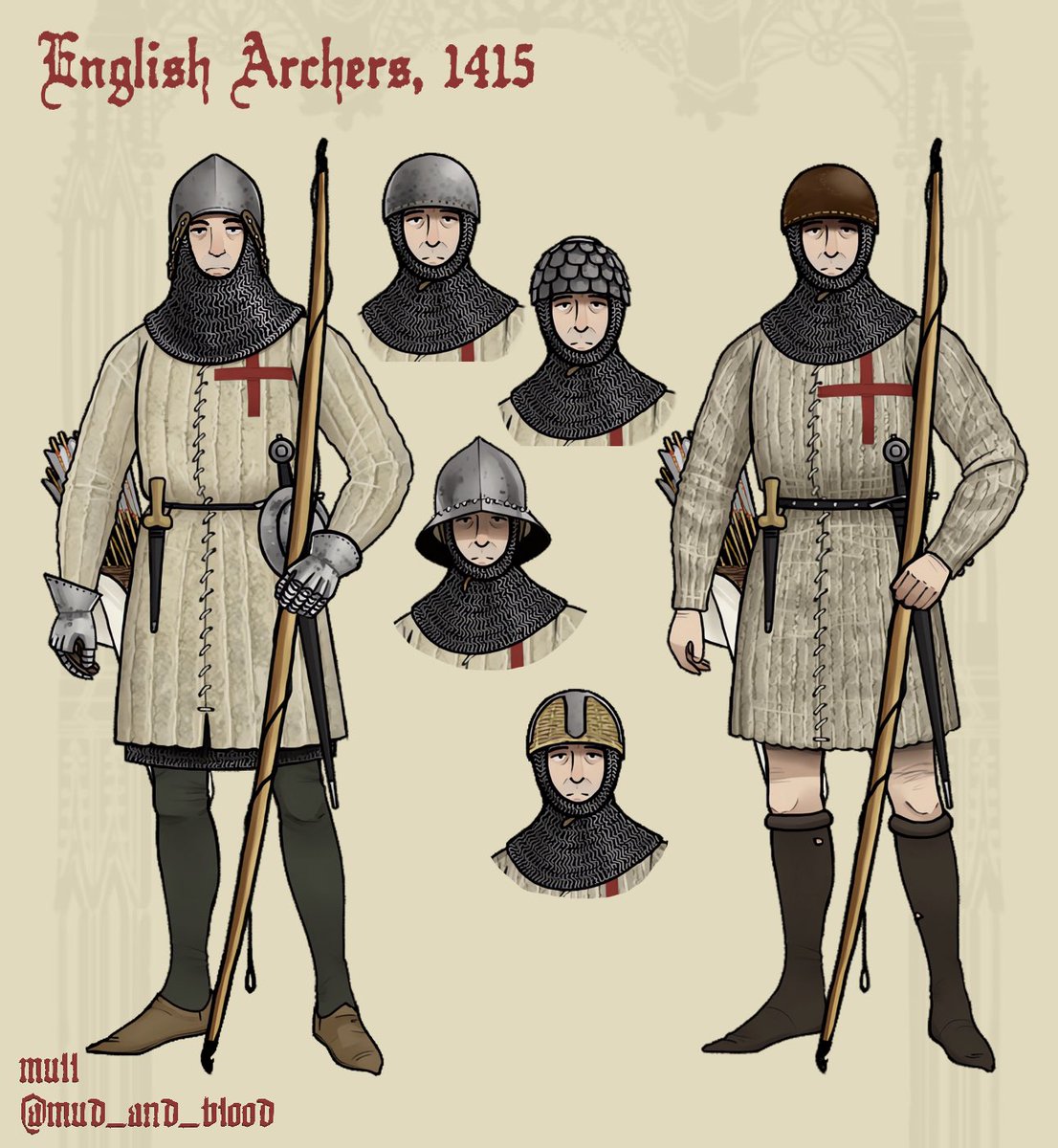 Mud_and_Blood's tweet image. English Archers during Henry V's 1415 Campaign