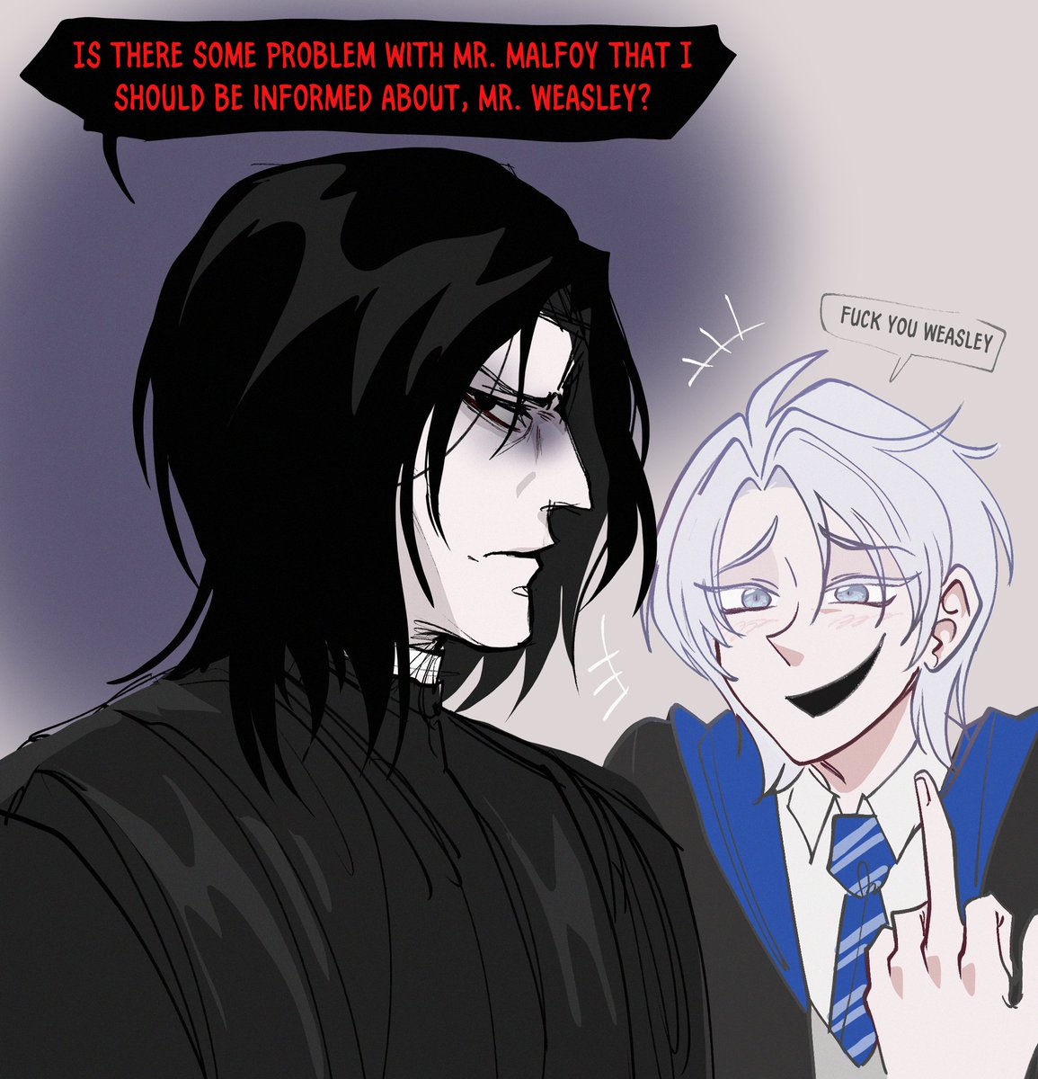 Khajeel3's tweet photo. Ravenclaw Draco #DracoMalfoy #DracoMalfoyRavenclaw #SeverusSnape #HarryPotter #hpdm #drarry https://t.co/lpRkawealh