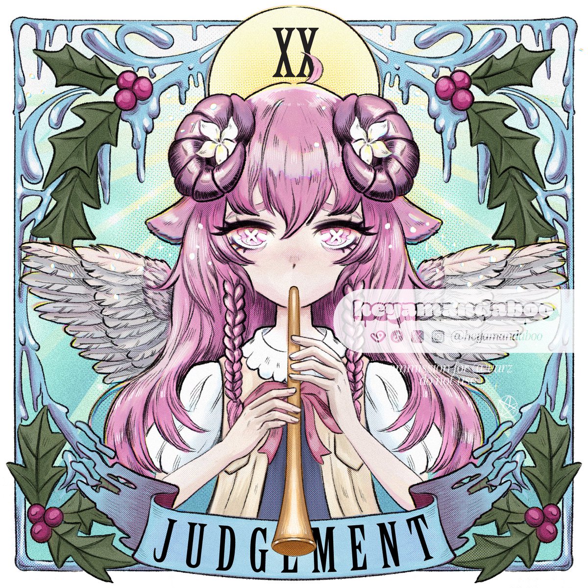 heyamandaboo's tweet photo. Holiday tarot card portrait I made for Varz on vgen!  Check out my vgen if you are looking for a commission by me! @_VGen_ 
#VGenComm #VGenOpen #vgen https://t.co/Y1fUcQtZny