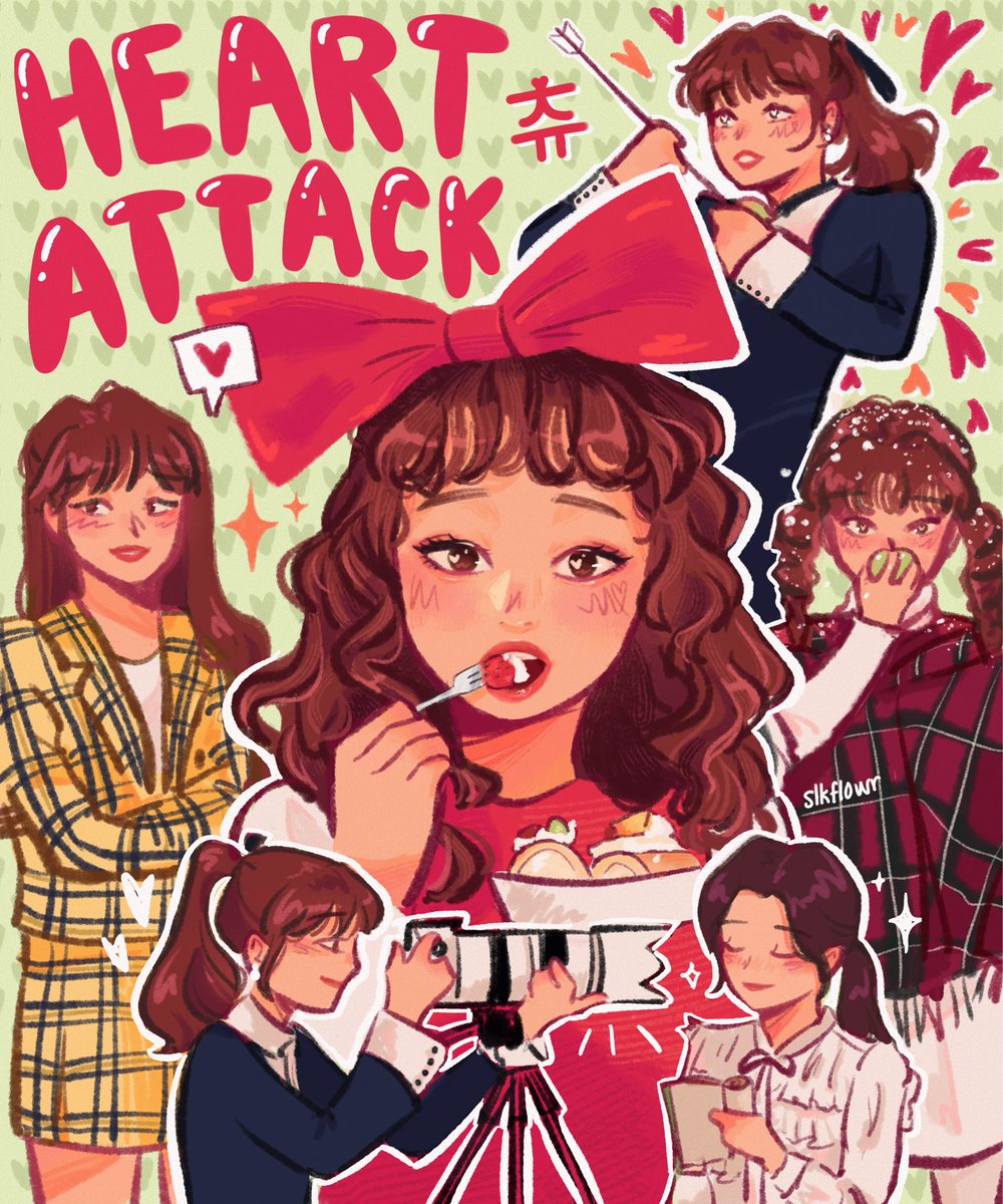 slkflowr's tweet image. happy 8 yrs of heart attack aka song of the century !!! 🍏🏹🍰 #CHUU #loonathefanart