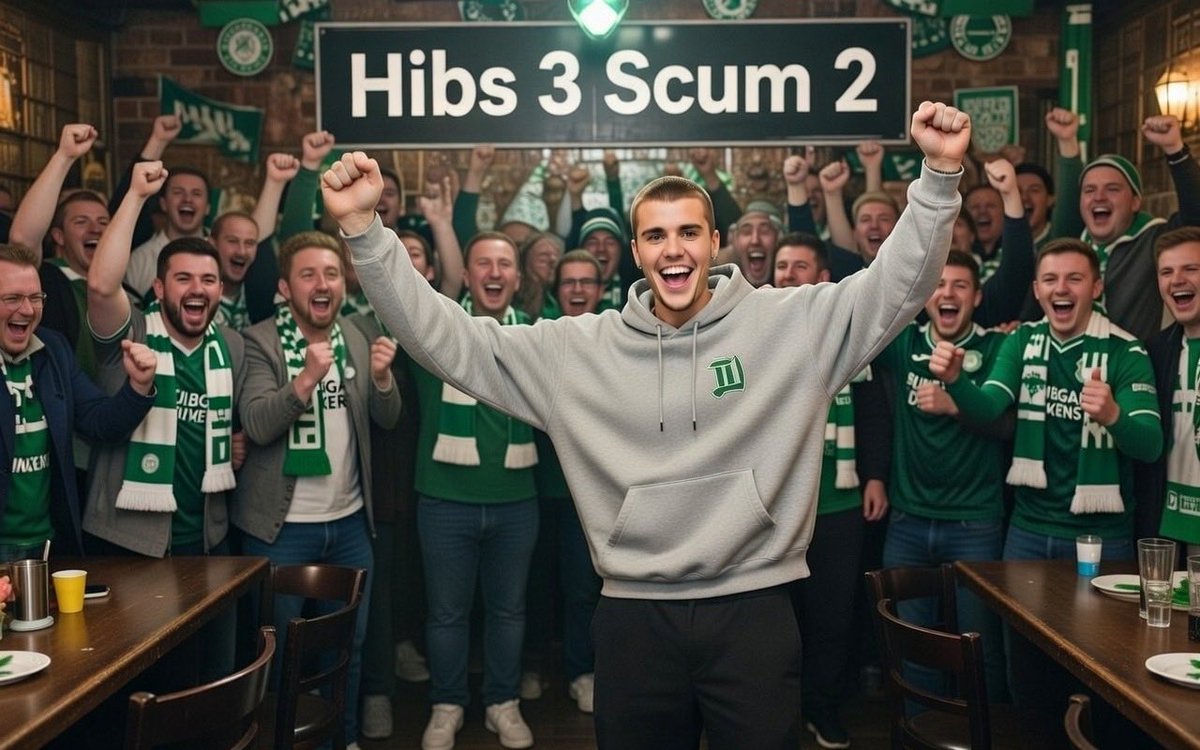 Hardcore fan <a href="/justinbieber/">Justin Bieber</a> celebrating another derby win with the lads.

Unfortunately <a href="/kevinbridges86/">Kevin Bridges</a> couldn’t get a ticket as it was a category A game.