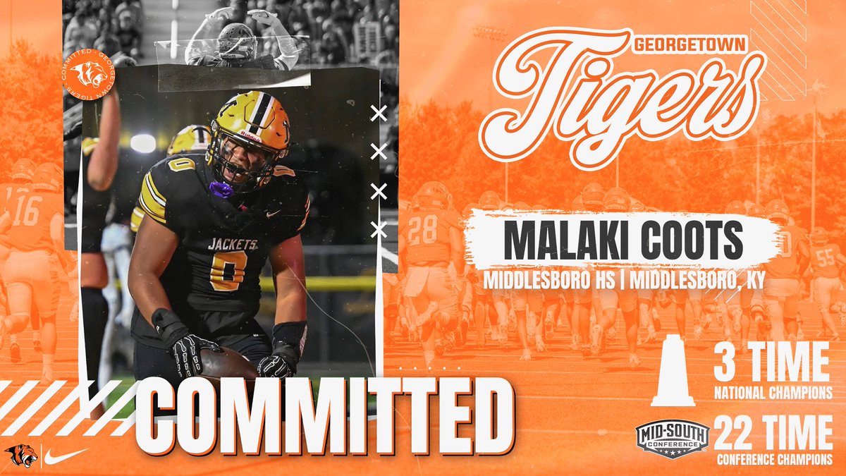Malakicoots5's tweet photo. Thankful to the Lord, my family, coaches, and everyone who believed in me. Blessed to say I’ll be continuing my journey with the Georgetown Tigers. 🏈🙏🏾🖤
@CoachDGage @Gtown_Football @CoachNShoffner @hunteradams17 @MboroFootball https://t.co/K6bK450tTk