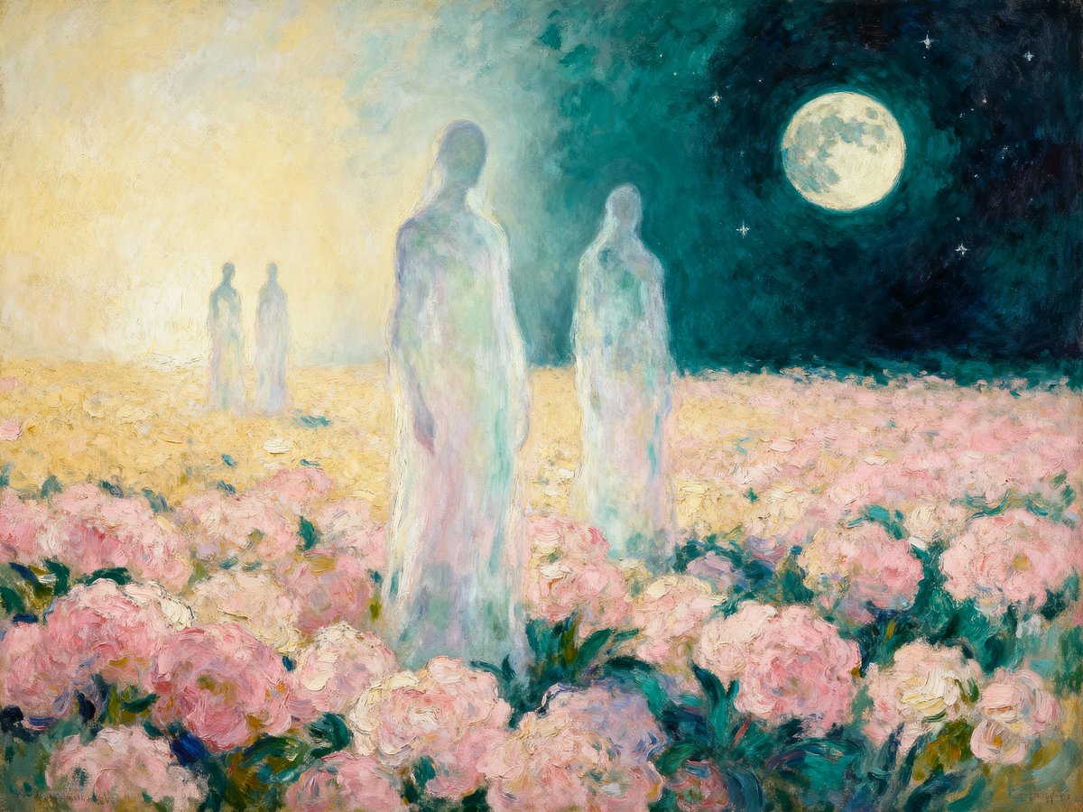 Phare_AI's tweet image. Rêve de Pivoines sous la Lune