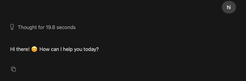 When you interact with an introvert AI running locally on your machine, you make it think for close to 20secs.