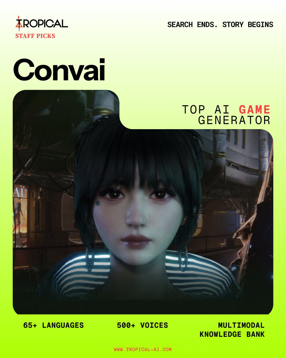 tropical_ai's tweet photo. One of the top AI tools for game generation, @convaitech by @purn3ndu
There is a right tool for all, and you shall find it on Tropical
#foundontropical #AIgame #aitools #game #convai https://t.co/UobXxQ0zra