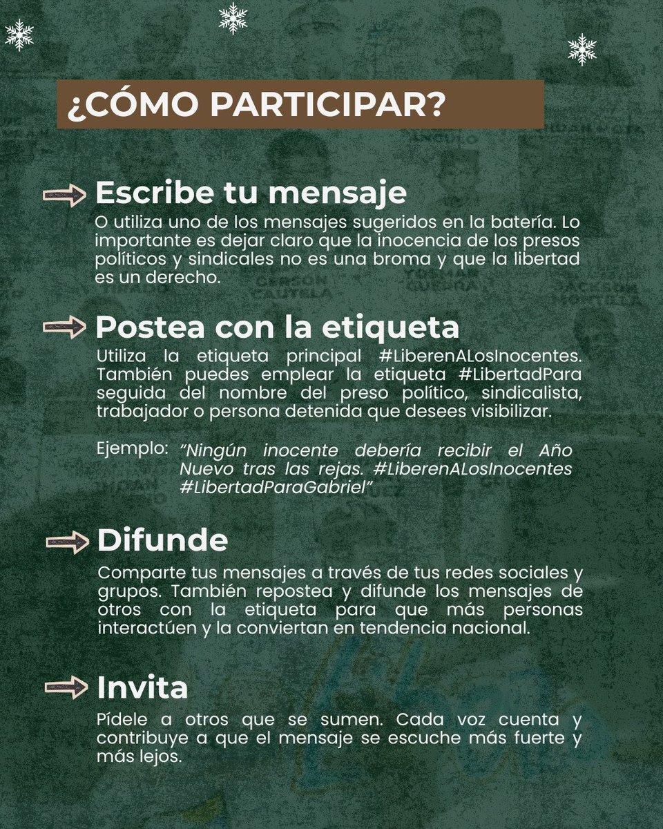 Este #Dom28 , día de los santos inocentes, familiares, trabajadores, amigos, ciudadanos, te invitamos a sumarte al equistazo (tuitazo) #LiberenALosInocentes, para exigir justicia y libertad. Hora: 6:00 PM         #Libertad #Inocentes #Trabajador