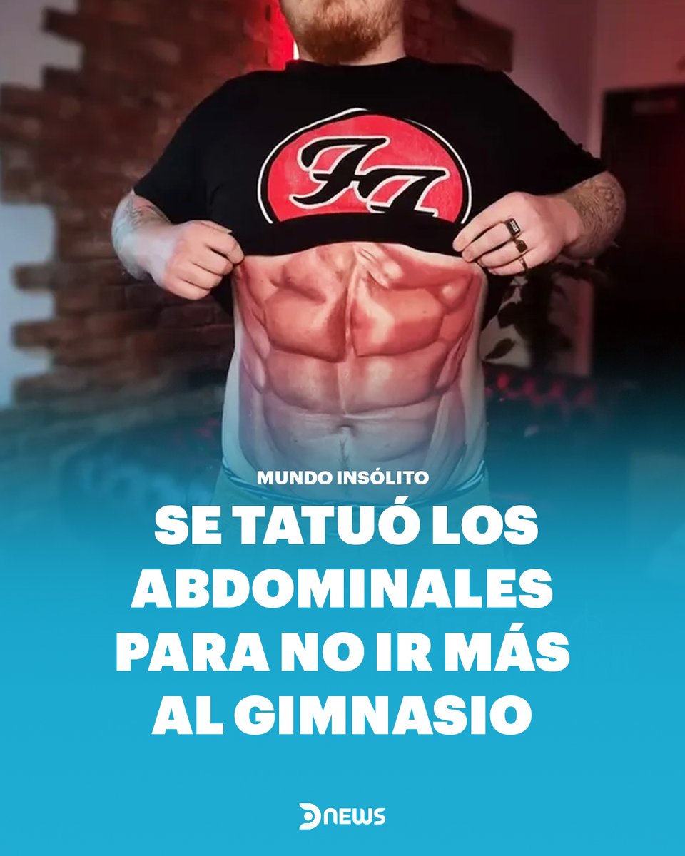 📌 Un hombre en Manchester, Reino Unido, se volvió viral tras tomar una decisión poco común: tatuarse los abdominales para no tener que ir al gimnasio. El insólito pedido fue realizado al tatuador Dean Gunther, quien aseguró que nunca había recibido una solicitud similar.