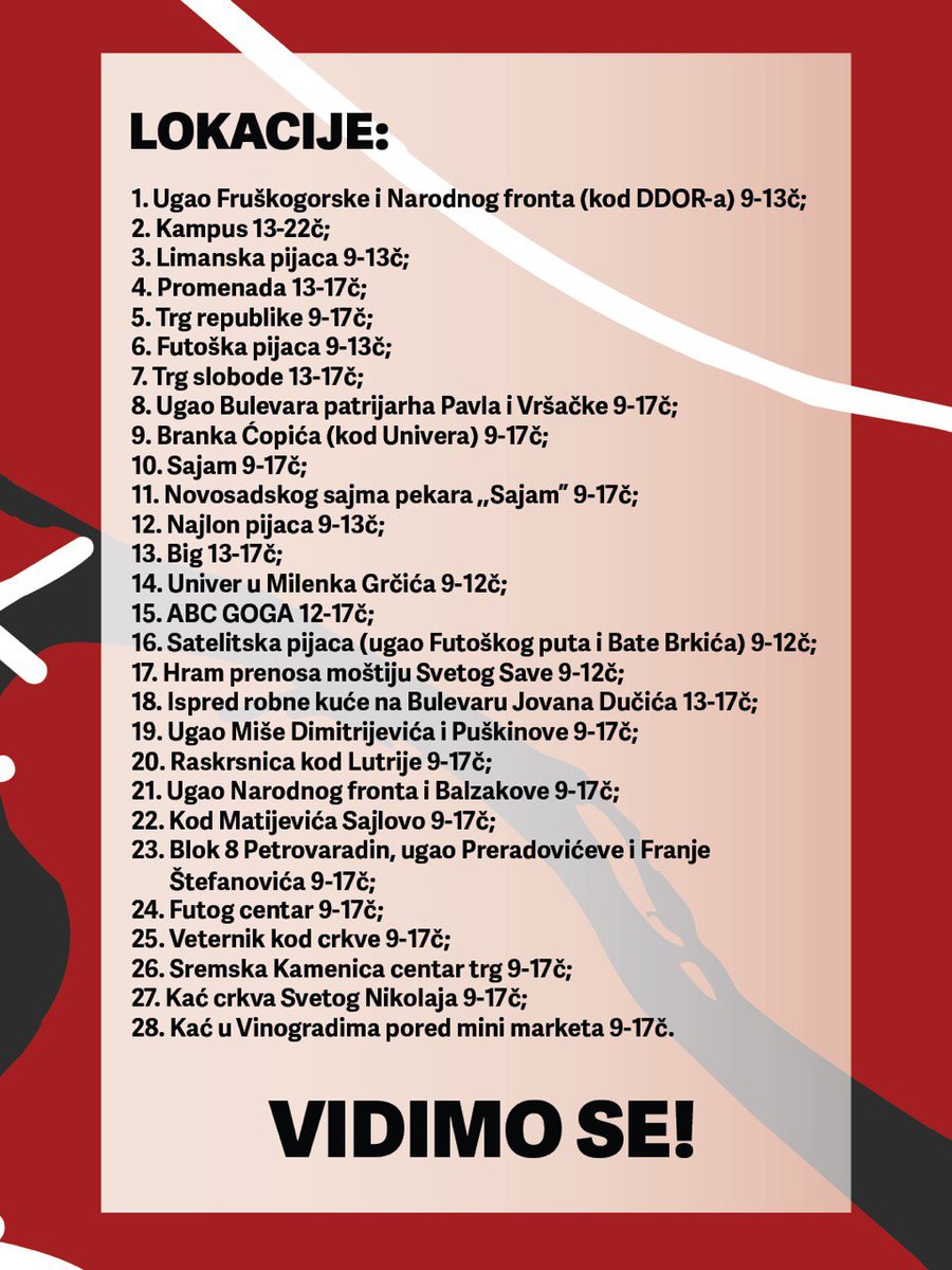 Ljudiiiiiii 🫨🫨🫨

Mali admin je zaboravio da objavi mapu štandova u NS, molimo sve RT za malog admina, inače će biti smenjen zbog ovog propusta 🫶🏻

Potpis podrazumevan 🖋🗳
Vidimo seeee 👋🏻🦺😘