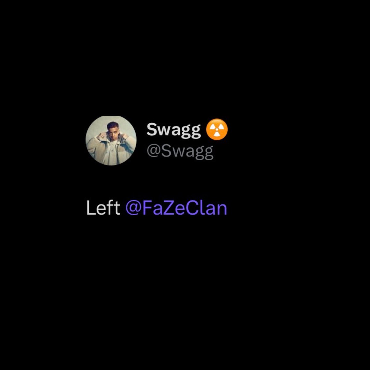FearedBuck's tweet image. FaZe Swagg announces he has left FaZe Clan.