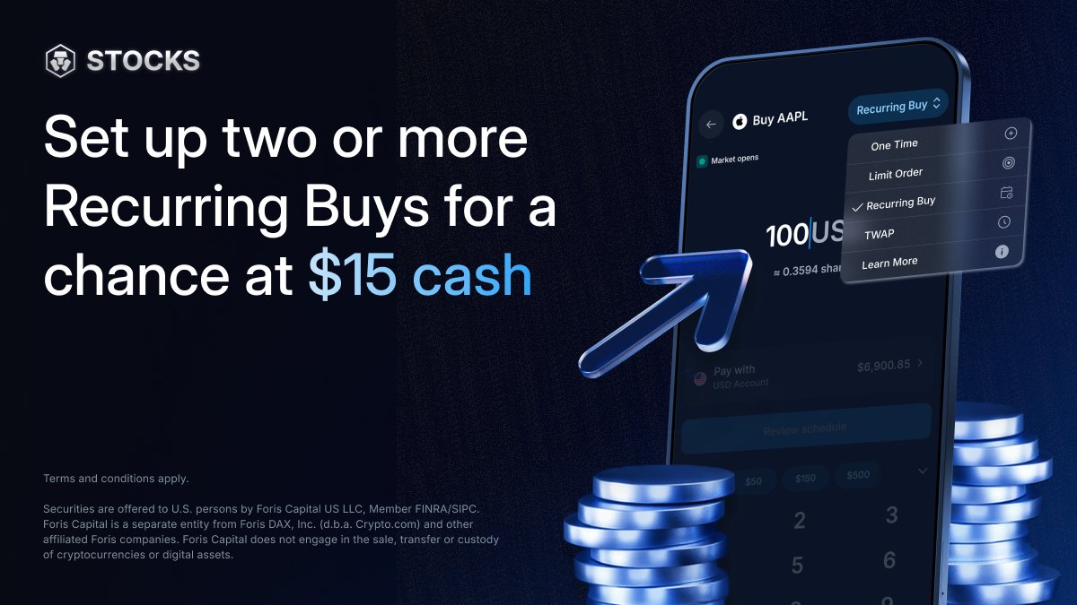 Join the Stocks Power-Up Campaign for a chance to win $15! Set up 2  Recurring Buy plans (≥$50 each) for any stock, ETF, or Stock Basket in the  https://t.co/hcDm4vdblb App and complete